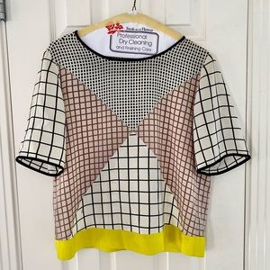 Trina Turk Patterned Silk Blouse EUC